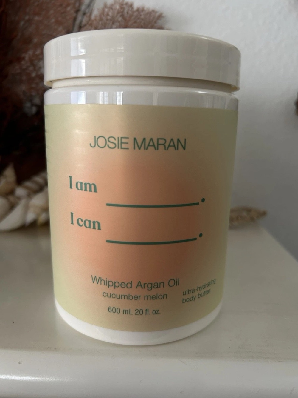 Josie Maran Whipped Argan Oil Body Butter Cucumber Melon. 20 oz. Hard to Find.